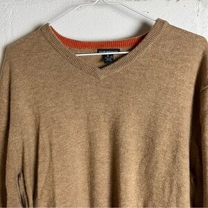 Club Monaco Tan Wool Knit Sweater Mens XL Classic Fit Preppy Minimalist Luxury